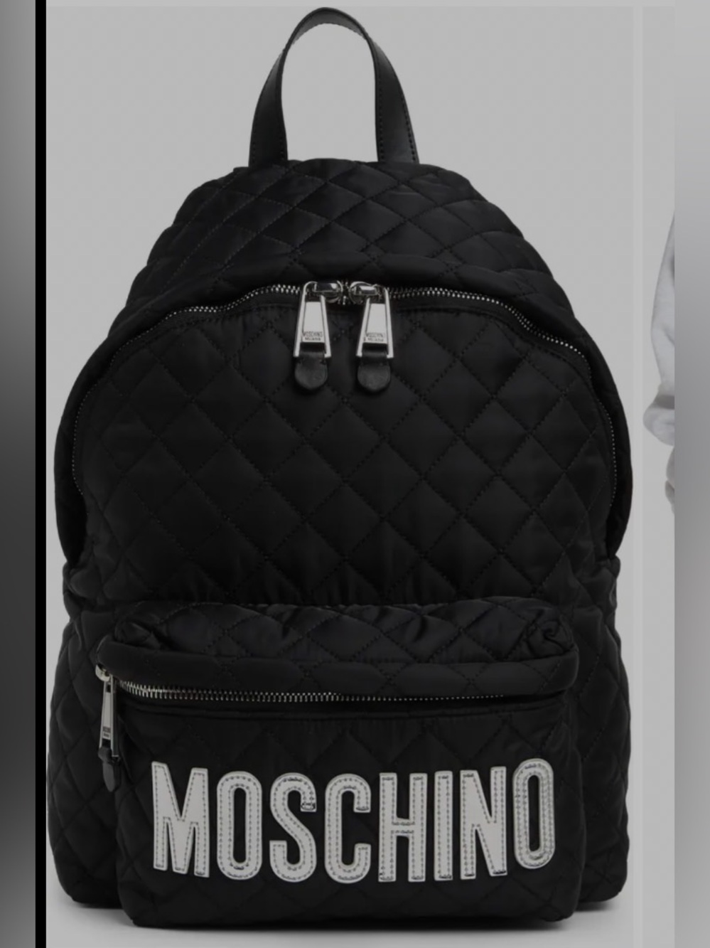 Moschino Black Quilted Logo Backpack